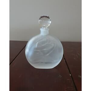 Vintage Lead Crystal Perfume Bottle with Embracing Couple Design